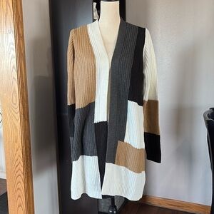Fortune + Ivy Women’s Size Medium Color Block Long Cardigan